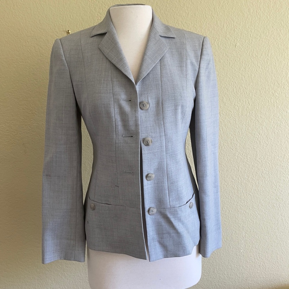 Laura Ashley Blazer Jacket Light Gray Size 4 (USA)
